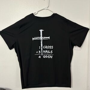 Men's Black Graphic Tee with Cross Design